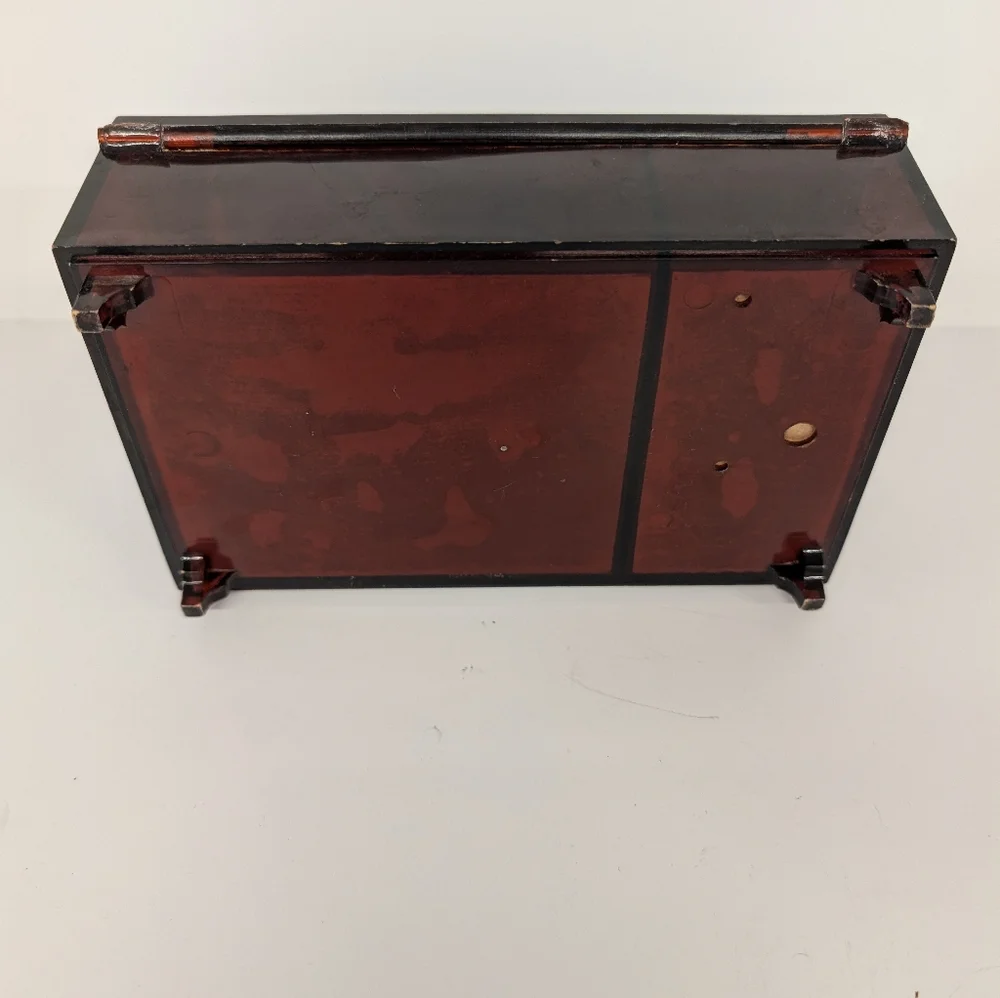 Vintage Jewelry Box With  Mirror  Plastic Vintage 1970 Faux Tortoise Shell Color
